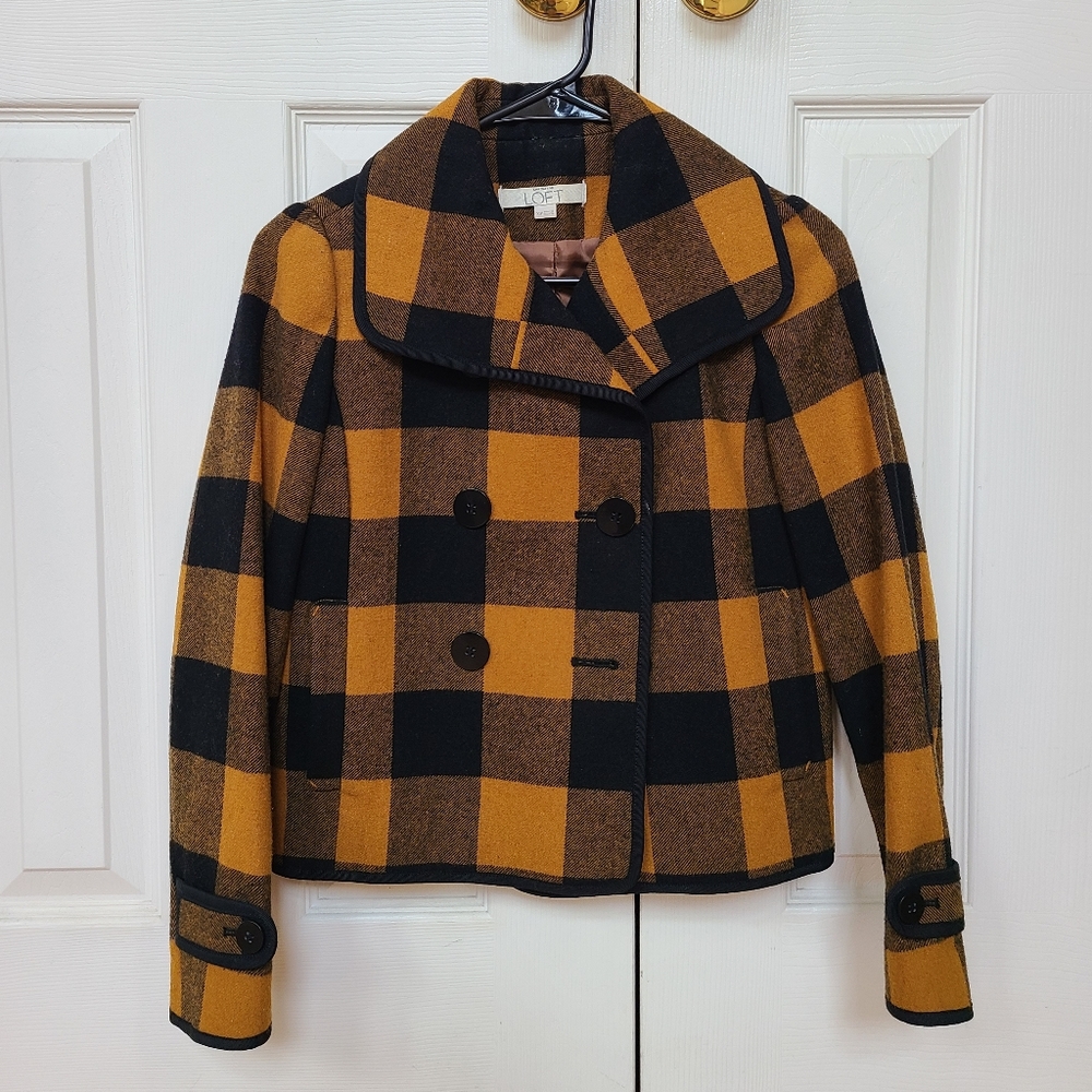 LOFT XSP Coat Yellow and Black Plaid